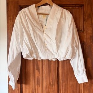 Maeve Crop Bubble Shirt — White — XS — New w/ Tags